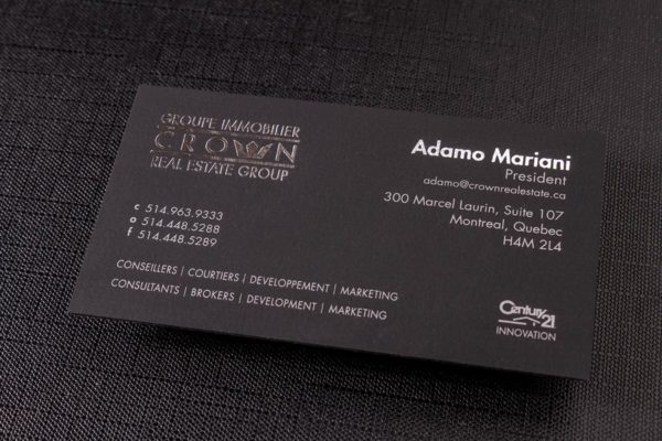 Black Suede Business Cards Letter Pressed with an Array of Options